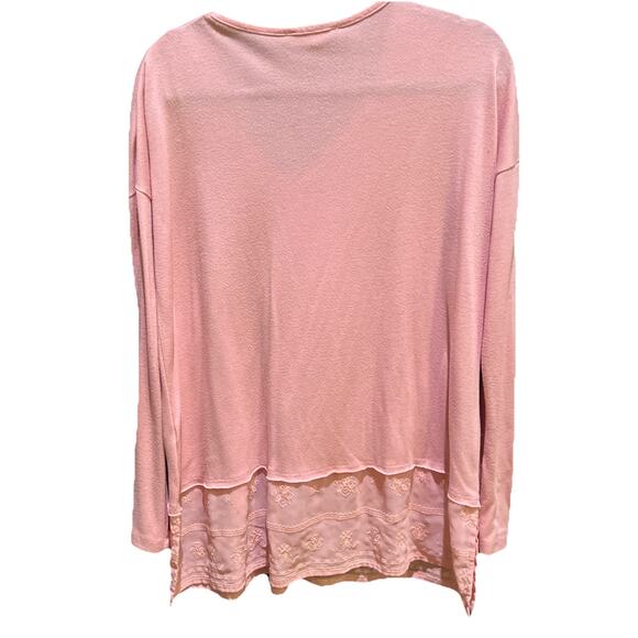 Ladies Cloud Chaser Pink Knit Top Lace Hemline Size XL - Picture 3 of 7